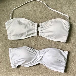 Set of 2 white bandeau bikini tops!